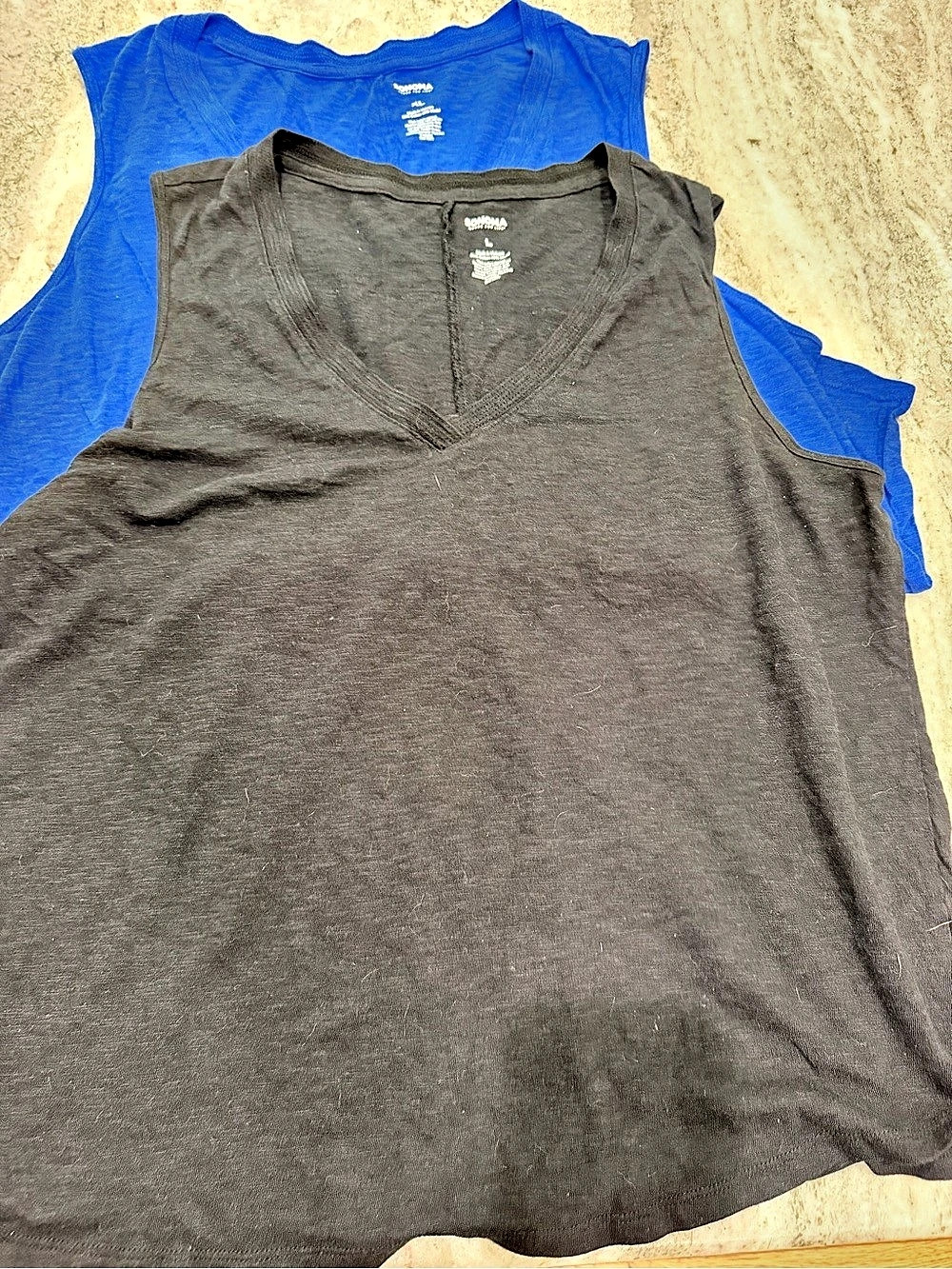 2 for 10! Sonoma Goods For Life Cotton Modal Tank Top 2-Pack in Black & Blue